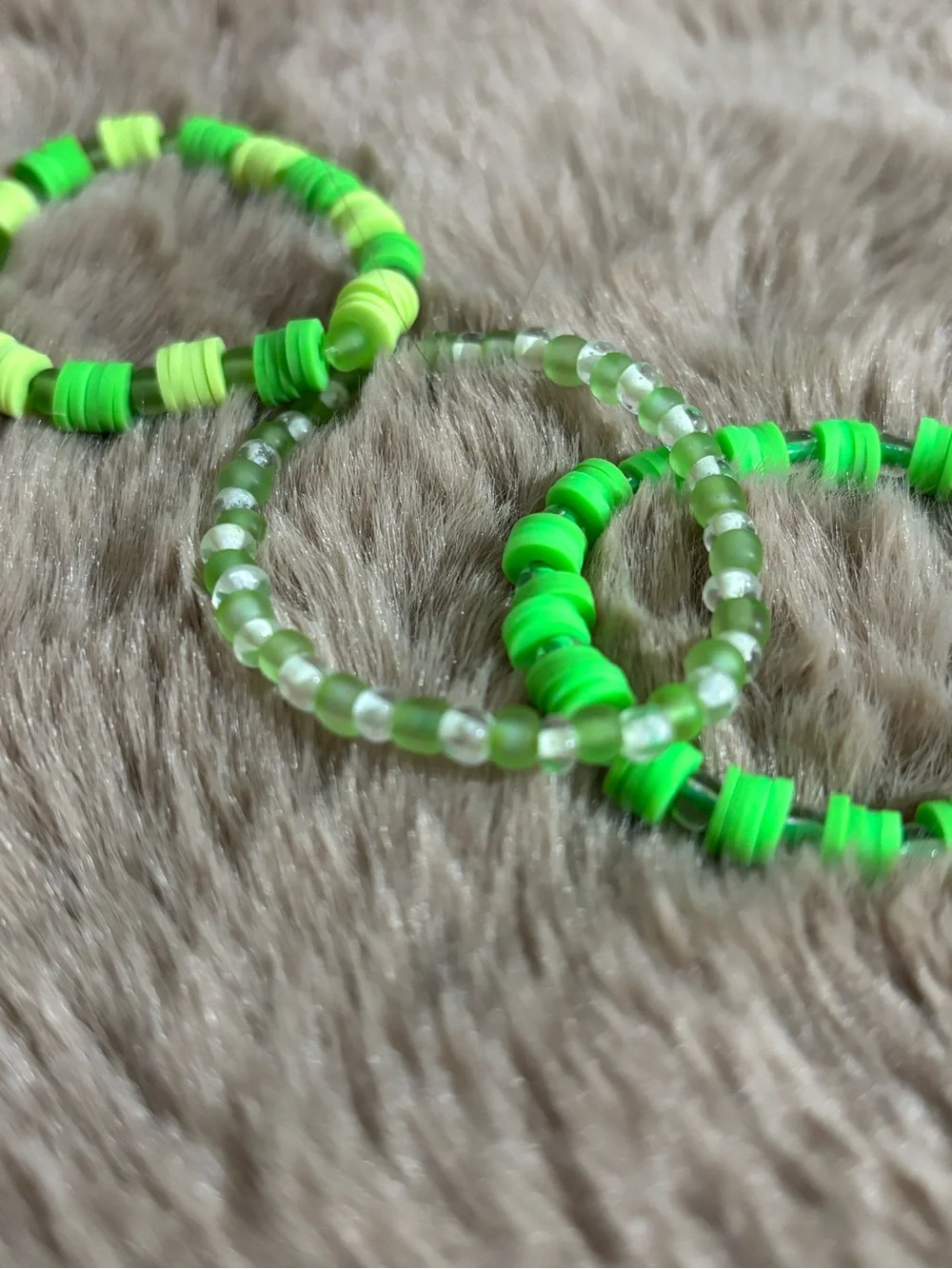 3pc Green Beaded Bracelet Set